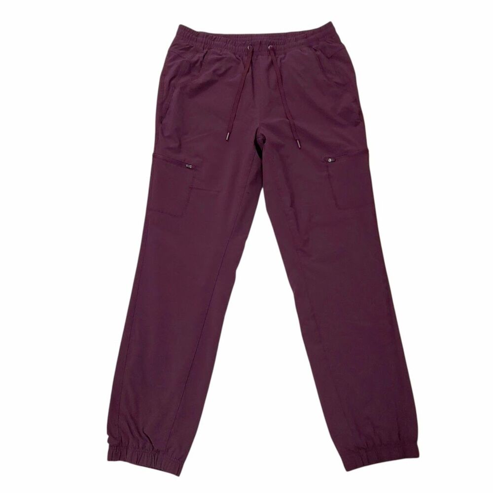 Eddie Bauer Womens 8 Plum Fleece Lined Cargo Jogger Pant Zip Pocket Outdoor Warm
